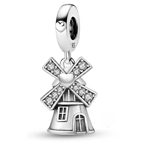 Charm Sterlingové stříbro 925 Větrný mlýn – domov, klid a láska, korálek na náramek symbol