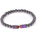 Magnetický náramok viacfarebný elastický prírodný kameň, guľôčka 6 mm / 16 - 17 cm