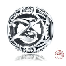 Striebro 925 Magic abeceda písmeno Z + zirkón, korálik na náramok