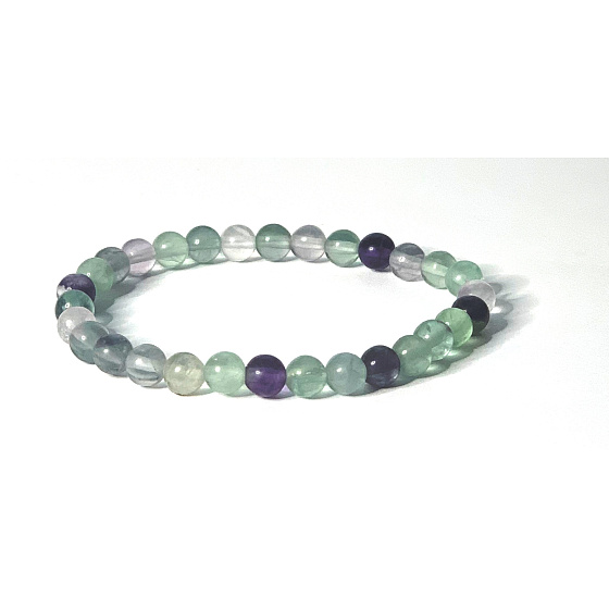 Fluorit zeleno-číry náramok elastický prírodný kameň, guľôčka 10 mm / 16 -17 cm, kameň géniov, sústredenie a harmónia