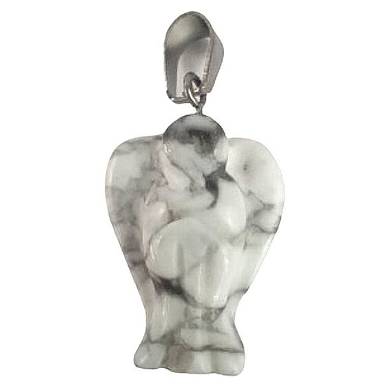 Magnezit / Howlit biely Anjel strážca prívesok prírodný kameň 1,7 cm 1 kus, čistiaci kameň