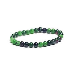 Anyolit / Rubín v náramku Zoisit elastický prírodný kameň, guľôčka 6 mm / 16 - 17 cm, uľaví v čase smútku