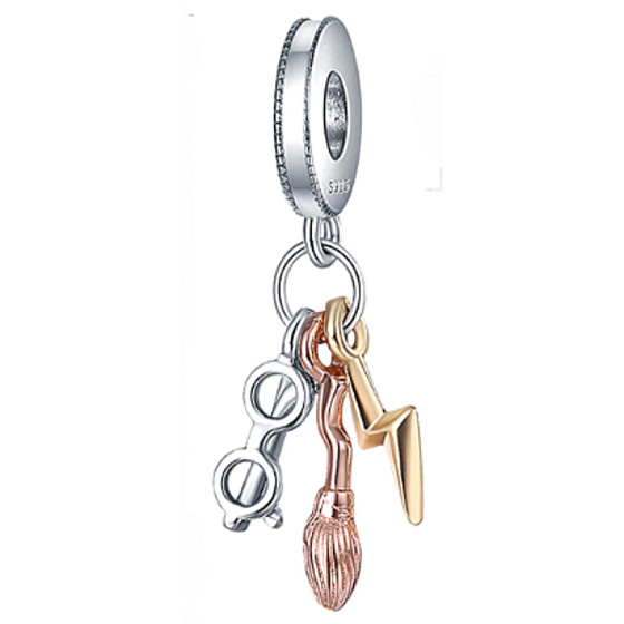 Charm Harry Potter - okuliare, Nimbus 2000 a blesky, náramok s príveskom 3v1