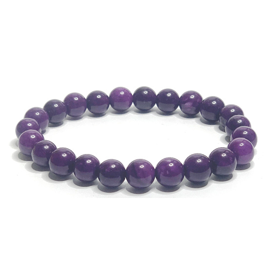 Sugilit náramok elastický prírodný kameň, guľôčka 8 mm / 16 - 17 cm, kameň lásky