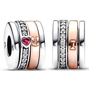 Prívesok Striebro 925 Srdce a podkova, 4 krúžky - rotujúce korálky na náramku lásky