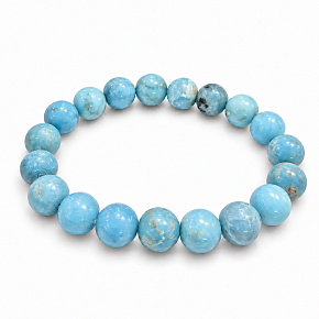 Larimar náramok elastický prírodný kameň, guľôčka 9 - 10 mm / 16 - 17 cm, pokoj - mier - vyrovnanosť