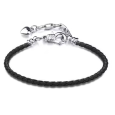 Černý kožený náramek 17 cm – kovové zapínání Černý kožený náramek 17 cm – kovové zapínání