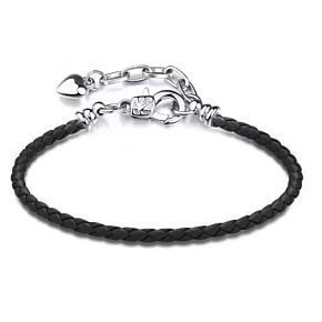 Černý kožený náramek 17 cm – kovové zapínání