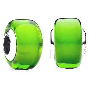 Prívesok Striebro 925 Zelený korálik z muránskeho skla na náramku symbol