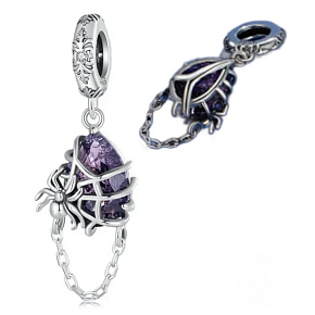 Charm Striebro 925 Pavučina s pavúkom, prívesok na náramok Halloween