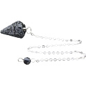 Obsidiánové kyvadlo z prírodného kameňa 2,5 cm + 18 cm retiazka s korálkami, záchranný kameň