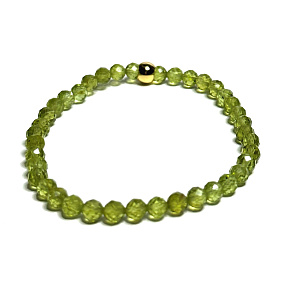Olivín / Peridot náramok z brúseného prírodného kameňa, guľôčka 5 mm / 16 - 17 cm, kameň chrániaci ľudskú auru
