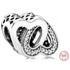 Striebro 925 Prepletené srdcia, náramok z korálok lásky