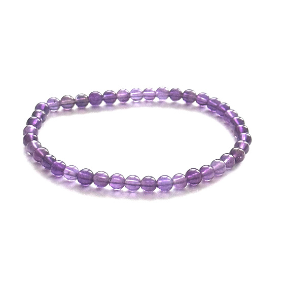 Ametyst náramok elastický prírodný kameň, guľôčka 4 mm / 16 - 17 cm, kameň kráľov a biskupov