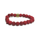 Láva tmavočervená s kráľovskou mantrou Om, náramok z elastického prírodného kameňa, guľôčka 8 mm / 16-17 cm, zrodená zo štyroch živlov