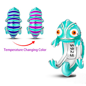 Prívesok zo striebra 925 Thermo - Chameleón, ktorý mení farby, korálik na náramku zviera