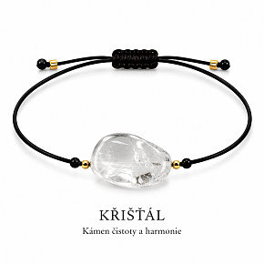 Křišťál – Síla minerálů | Nastavitelný šňůrkový náramek | Symbol křišťálové čistoty