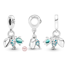 Charm Striebro 925 Ryba, morská korytnačka a mušľa 3v1, prívesok na náramok more