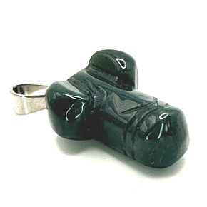Chalcedón zelený Penis pre šťastie, prívesok prírodný kameň ručne brúsený cca 11 x 22 mm, kameň lásky, radosti