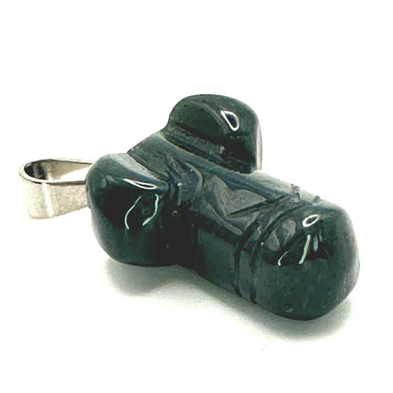 Chalcedón zelený Penis pre šťastie, prívesok prírodný kameň ručne brúsený cca 11 x 22 mm, kameň lásky, radosti