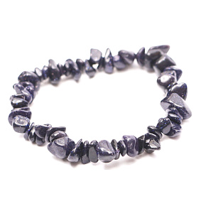 Zlatý kameň / aventurín modrý náramok elastický sekaný prírodný kameň 16 cm, pre deti, kameň ambícií