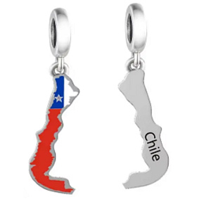 Charm Chile vlajka - houpající se mapa, přívěsek na náramek cestování Charm Chile vlajka - houpající se mapa, přívěsek na náramek cestování