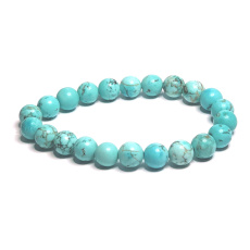 Tyrkenit matný náramok z elastického prírodného kameňa, korálik 8 mm / 16-17 cm, kameň mladých ľudí, ktorí hľadajú životný cieľ