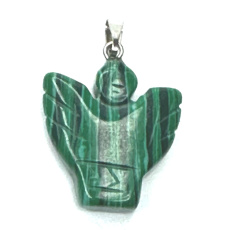 Malachitl Angel, prívesok s anjelskými krídlami ručne brúsený 25 x 21 x 5 mm, kameň želania