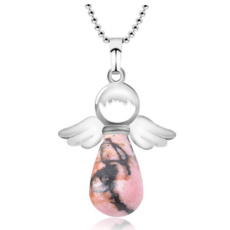 Rodonitový prívesok anjel prírodný kameň 4,2 x 3 cm, kameň odpustenia