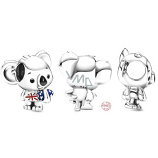 Striebro 925 Surfujúca koala s austrálskou vlajkou, korálik na cestovný náramok Striebro 925 Surfujúca koala s austrálskou vlajkou, korálik na cestovný náramok