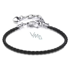 Černý kožený náramek 18 cm – kovové zapínání