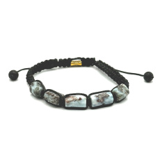 Náramok z prírodného kameňa larimar, ručne pletený, nastaviteľná veľkosť, kameň z bájnej Atlantídy