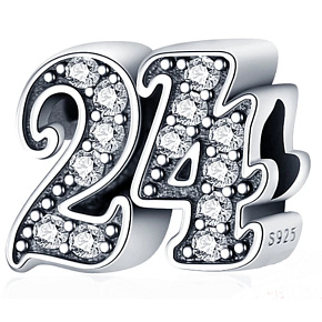 Prívesok Striebro 925 24. výročie, korálik na náramku