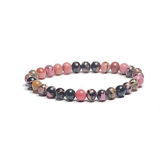 Rodonit tmavší náramok elastický prírodný kameň, guľôčka 6 mm / 16 - 17 cm, kameň odpustenia