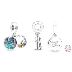 Striebro 925 Camping night sky - camping 2v1, náramok prívesok symbol