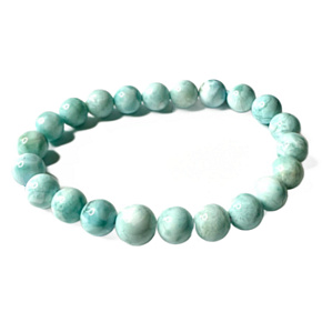 Larimar náramek elastický přírodní kámen, 9,5 - 10 mm / 16 - 17 cm, klid - mír - vyrovnanost