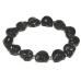 Magnezit / Howlit čierna lebka ručne vyrezávaný, náramok elastický prírodný kameň 10 mm / 16 - 17 cm, čistiaci kameň
