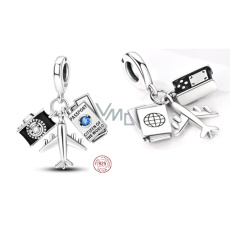 Prívesok zo striebra 925 Pas, lietadlo, fotoaparát 3v1, cestovný náramok Prívesok zo striebra 925 Pas, lietadlo, fotoaparát 3v1, cestovný náramok