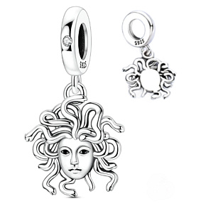 Charm Sterlingové stříbro 925 Medúza | Síla, ochrana a ženská moc, přívěsek na náramek symbol