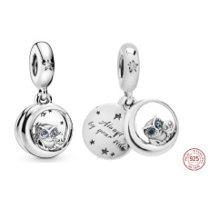 Striebro 925 Sova - Vždy po tvojom boku, prívesok 2v1 pre náramok rodina