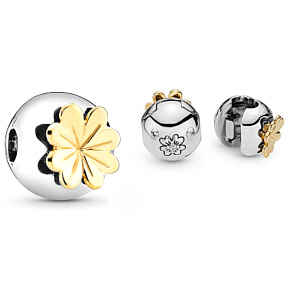 Prívesok Striebro 925 Lesklý štvorlístok pre šťastie, zátka, klip korálik na náramok príroda