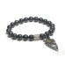 Šungitový náramok + Hórovo oko elastický prírodný kameň, guľôčka 8 mm / 16 - 17 cm, kameň života