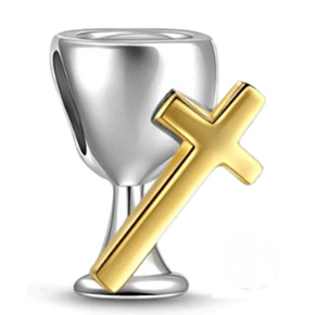 Šarm Striebro 925 Náboženské prívesky kalich a kríž - sväté prijímanie, korálky na náramok náboženstvo Šarm Striebro 925 Náboženské prívesky kalich a kríž - sväté prijímanie, korálky na náramok náboženstvo