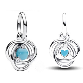 Šarm Striebro 925 Tyrkysový kruh večnosti December, prívesok na náramku symbol