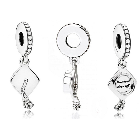 Prívesok zo striebra 925 Graduation - Graduation Cap - Tvrdá práca sa oplatí, Graduate Pendant Bracelet