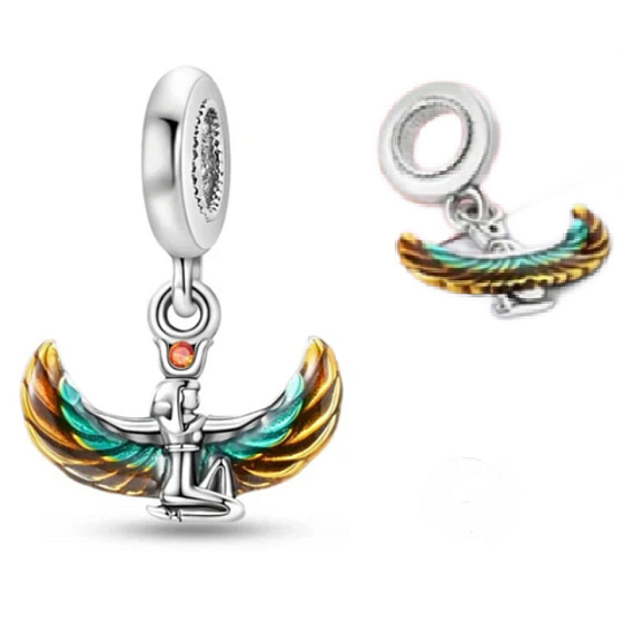 Charm Striebro 925 Egyptskej bohyne, prívesok na náramok cestovanie