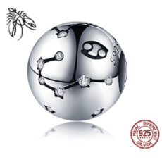 Znamenie zverokruhu Rak, prívesok na náramok striebro + zirkón, gulička 9 mm 1 kus