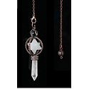 Quartz Merkaba kyvadlo + číry kremeň + bronz, prívesok z prírodného kameňa 7,7 cm, retiazka cca 26,5 cm