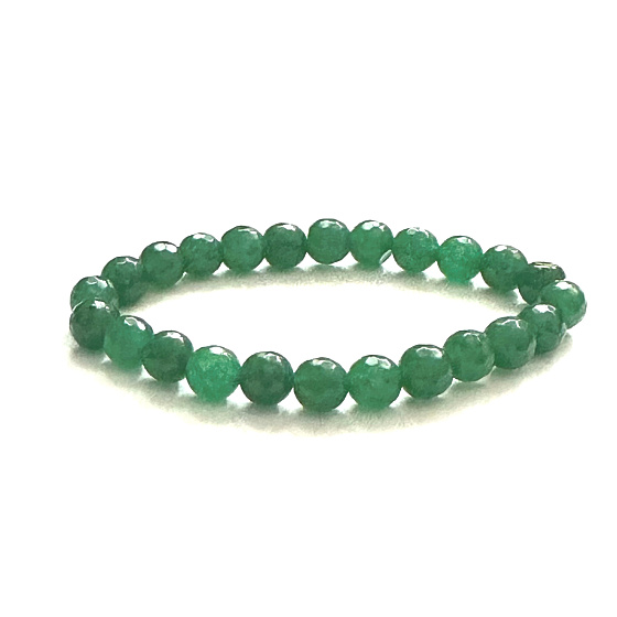 Nefrit Taiwan fazetový náramok elastický prírodný kameň, guľa 8 mm / 16-17 cm, kameň mieru