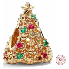 Prívesok Striebro 925 Trblietavý vianočný stromček zlato, korálik pre vianočný náramok Prívesok Striebro 925 Trblietavý vianočný stromček zlato, korálik pre vianočný náramok